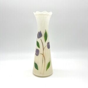 Ivory Floral Vase with Ruffled Edge‎ Home Decor Bud Vase Flower Holder